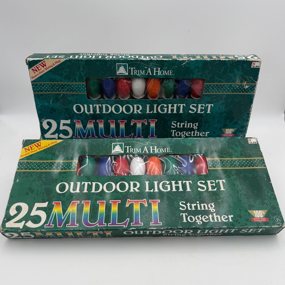 Vintage Trim A Home 25 Multi Outdoor C9 Light Set Lot of 2 Kmart Retro Christmas
